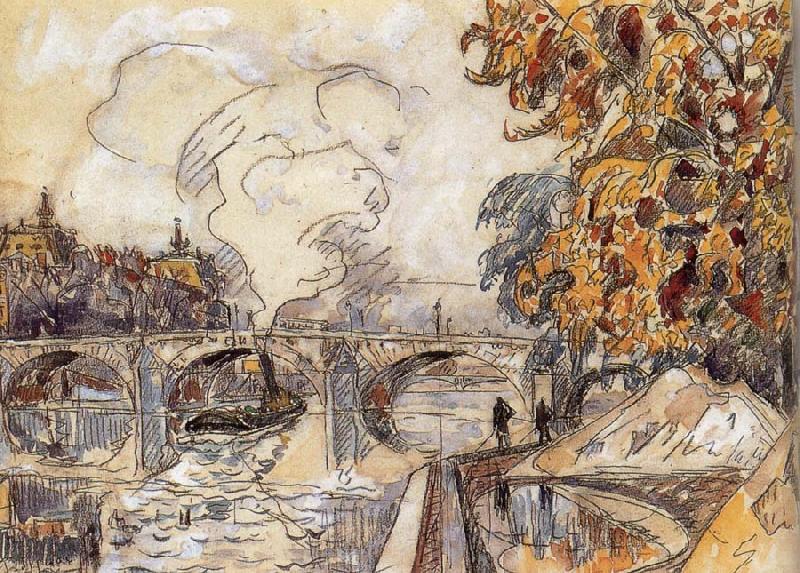 Paul Signac Bridge and station oil painting picture